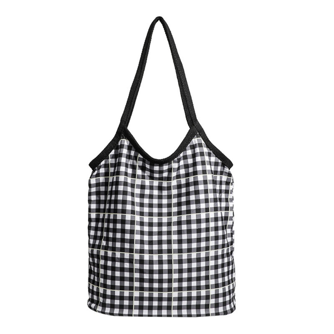 Design vintage canvas hobo bag, plaid tote bag versatile, large capacity commuter versatile shoulder bag