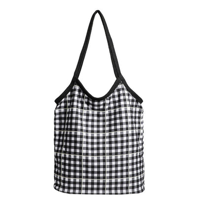 Design vintage canvas hobo bag, plaid tote bag versatile, large capacity commuter versatile shoulder bag