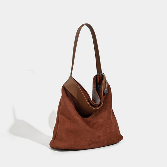 Bolso tipo cubo de ante de diseño, bolso hobo de ante para mujer, bolso tote hobo minimalista vintage para mujer 