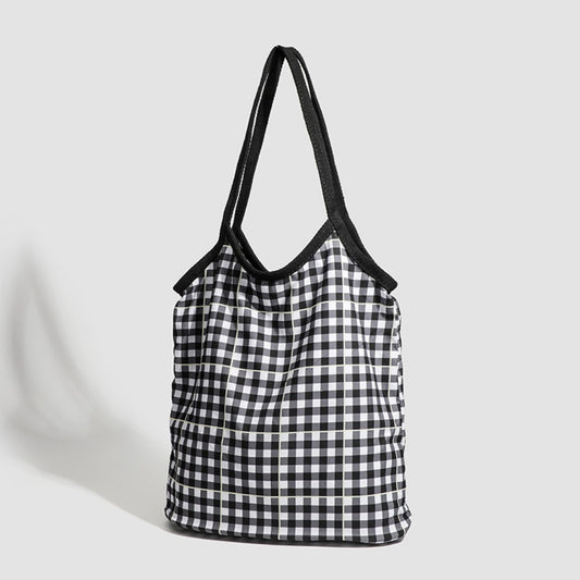 Bolso hobo de lona de diseño vintage, bolso tote a cuadros versátil, bolso de hombro versátil de gran capacidad para desplazamientos diarios 
