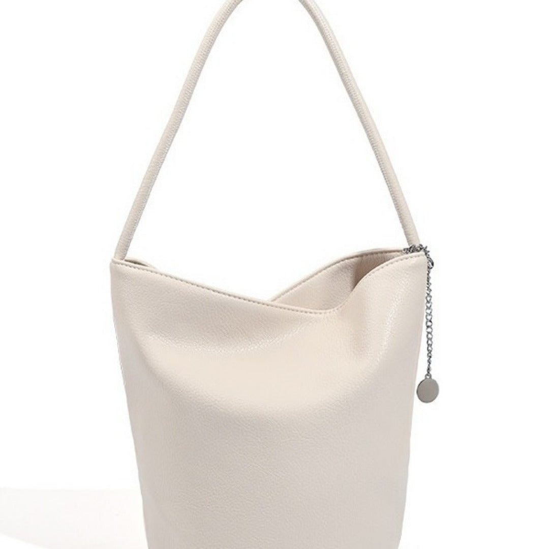 Bolso tipo cubo retro de piel suave, bolso de hombro para mujer, bolso tote para ir al trabajo 