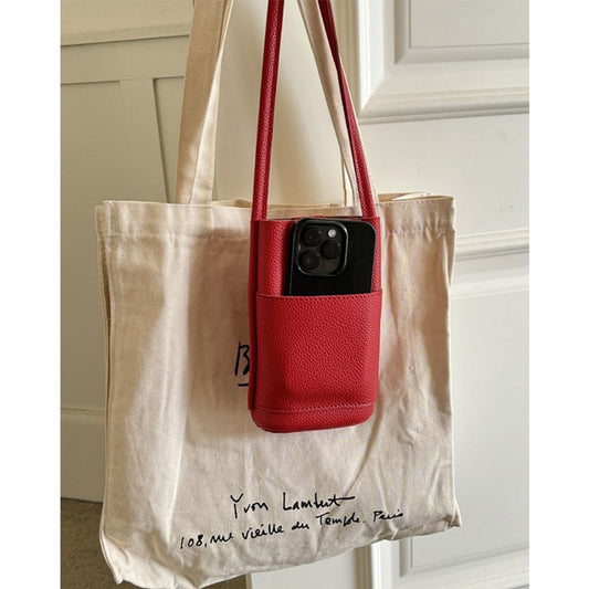 Casual crossbody mobile phone bag, simple red cute mini vertical bag, change bag female