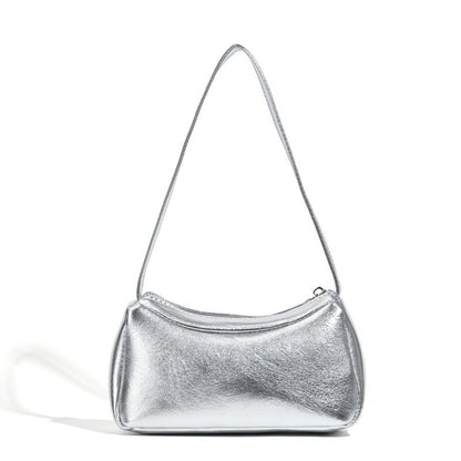 Bolso bandolera pequeño plateado, diseño de bolso de hombro, bolso de mano hobo versátil para mujer, ideal para el verano. 