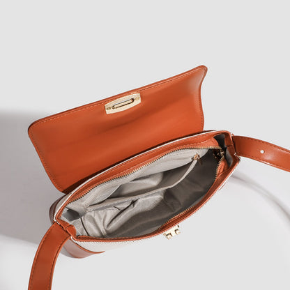 Small shoulder bag, design retro contrasting French underarm bag, versatile canvas portable shoulder bag, Crossbody baguette bag