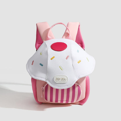 Adorable bolso infantil con diseño de seta, ligero y práctico, ideal para viajes y actividades al aire libre. 