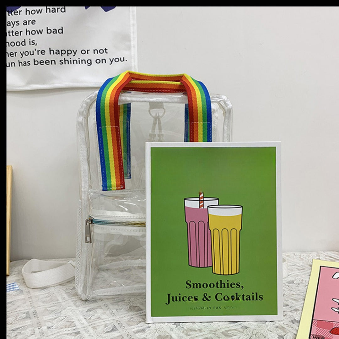 Mochila impermeable de PVC con diseño transparente, duradera y elegante, perfecta para viajes, escuela y uso diario. 