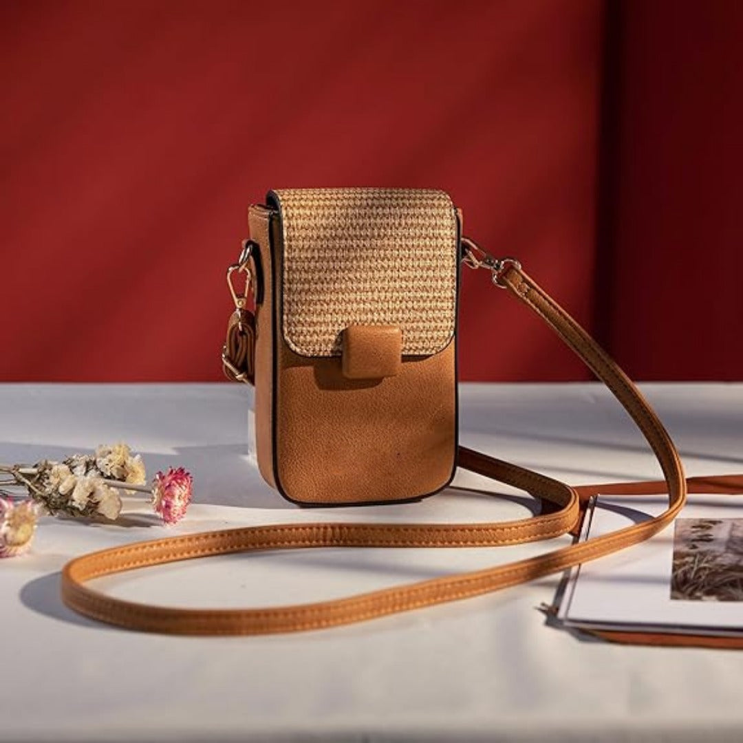 Bolso de mujer informal vertical para móvil, bolso bandolera pequeño de paja, bolso cruzado de moda 