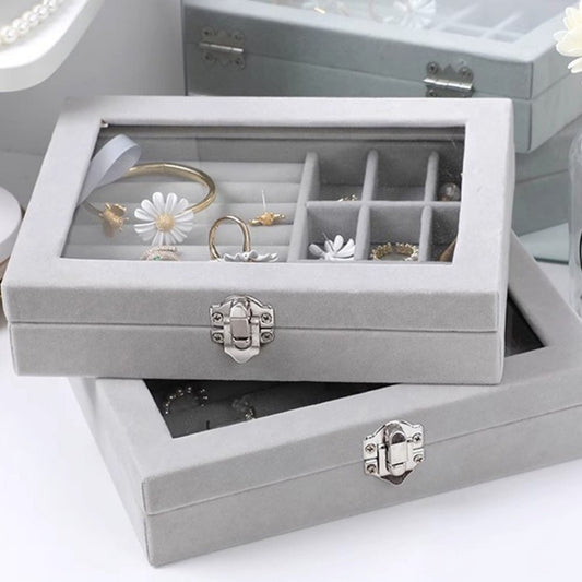 Flannel dustproof jewelry box with lid, ring earrings, earrings, necklace storage box, anti-oxidation jewelry storage box