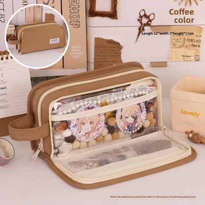 Simple Pencil Case Large Capacity – Dirt-Resistant Transparent Stationery Box for Primary School Students, Ideal Pencil Case