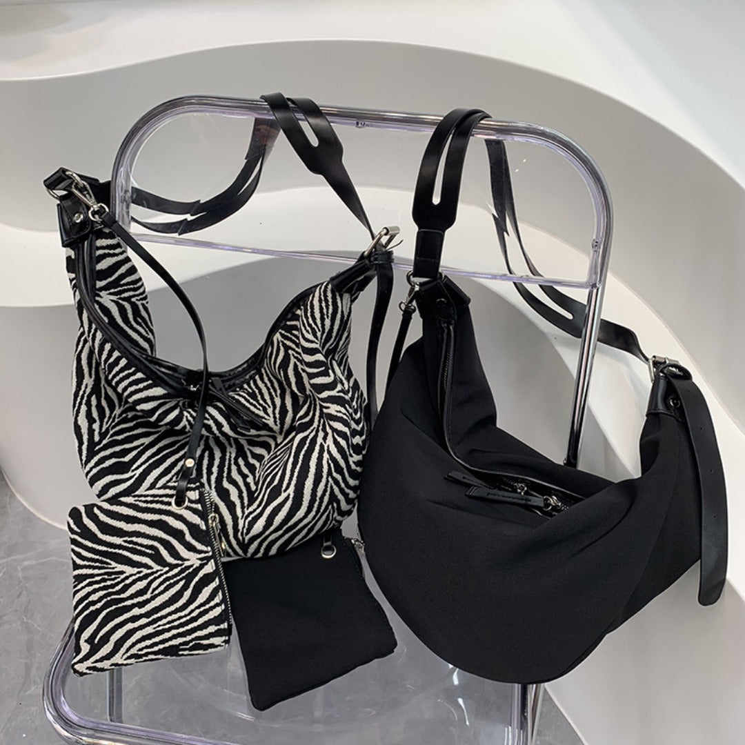 Bolso bandolera tipo slobo, bolso casual para mujer, bolso de hombro con estampado de cebra, bolso hobo 2 en 1 de gran capacidad 