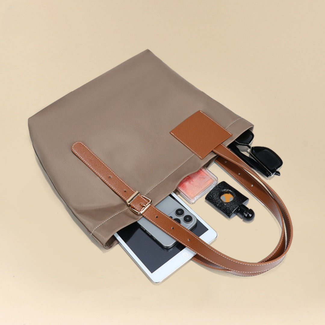 Bolso tote de tela de nailon elegante - Bolso informal de color liso para mamás, ideal para viajes y uso diario 