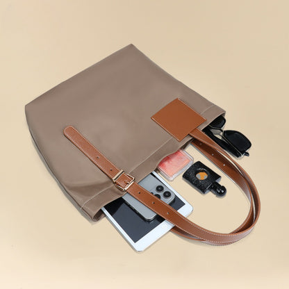 Bolso tote de tela de nailon elegante - Bolso informal de color liso para mamás, ideal para viajes y uso diario 