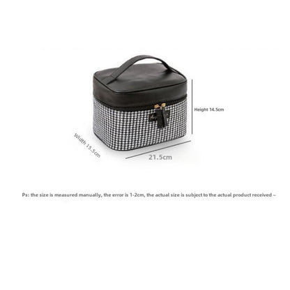 Multifunctional PU thousand bird grid cosmetic bag, portable cosmetic case, large capacity storage bag cosmetics, storage box, makeup bag with compartments,