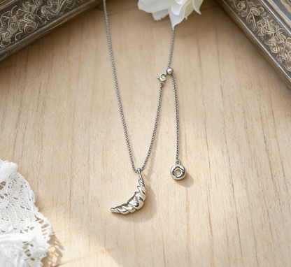 Silver Minimalist Croissant Donut Long Necklace