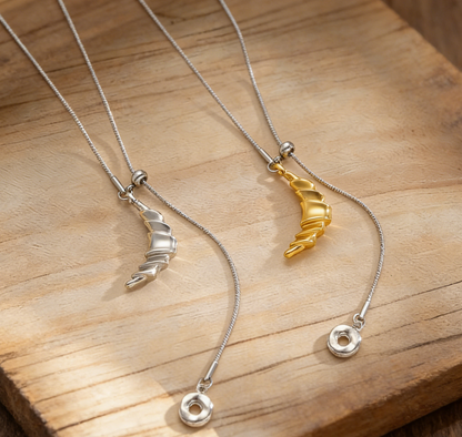 Silver Minimalist Croissant Donut Long Necklace