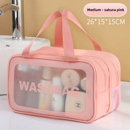 Dry & Wet Separation PVC Transparent Beach Bag – Double-Layer Portable Travel Toiletry Bag with Compartments for Makeup & Cosmetic Storage, Ideal for Organizing on-the-Go