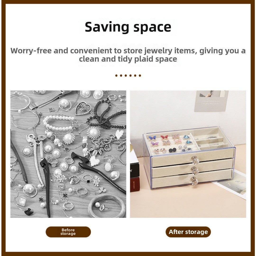 Multi-layer anti-oxidation jewelry box, earrings necklace bracelet jewelry storage box large capacity