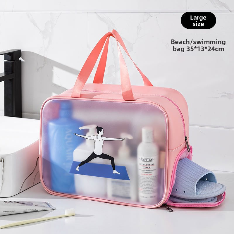 Bolsa para cosméticos, neceser con separadores para artículos húmedos y secos, neceser transparente e impermeable para cosméticos, estuche de maquillaje transparente, neceser de maquillaje con compartimentos. 