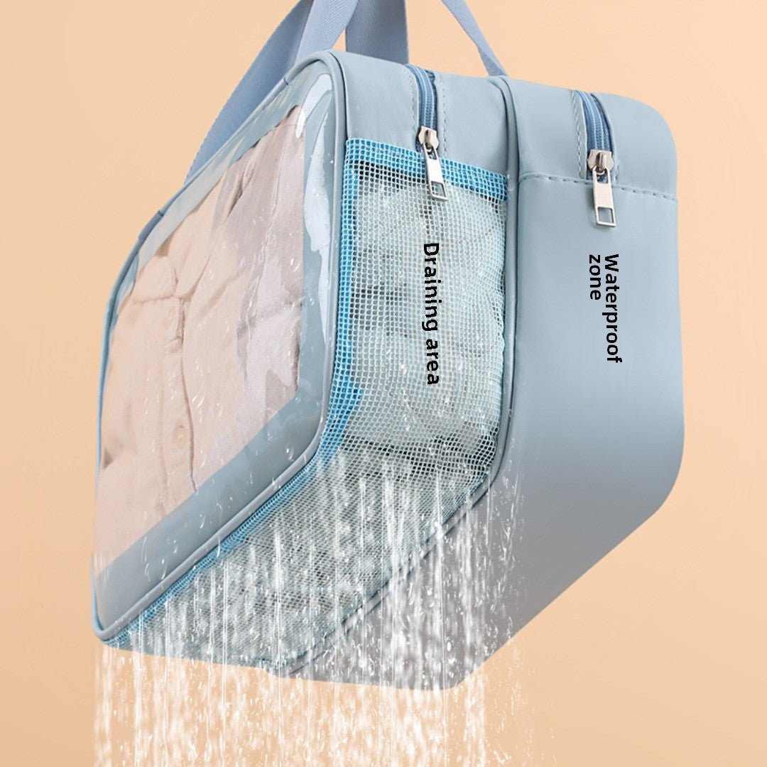 Premium Makeup Bag – Large-Capacity Cosmetic Bag for Women, Wet & Dry Separation Beach Bag, Travel-Friendly Swimsuit Wash Storage Bag