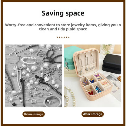 Jewelry storage box, storage box portable zipper case, travel jewelry stud earrings pu jewelry