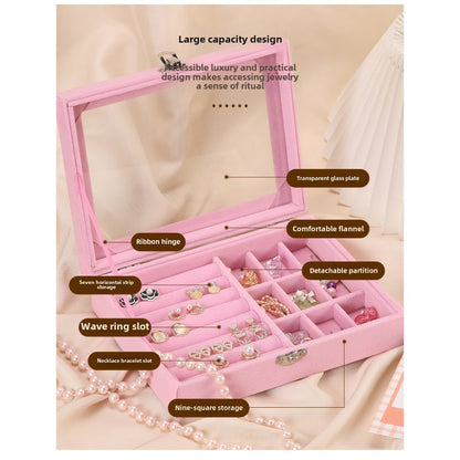 Flannel dustproof jewelry box with lid, ring earrings, earrings, necklace storage box, anti-oxidation jewelry storage box