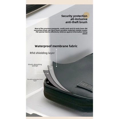 Large capacity passport bag, multi-function document storage bag, PU waterproof travel storage bag, anti-theft tote certificate bag.