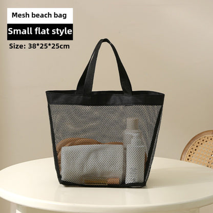 Mesh Shower Tote Bag, Portable Beach Bag, Summer Travel Large Capacity Portable Mesh Tote Bag, Foldable Wash and Makeup bag large