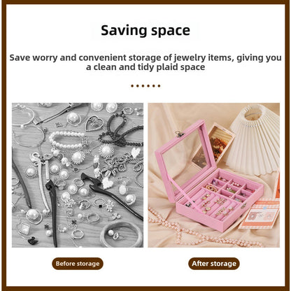 Flannel dustproof jewelry box with lid, ring earrings, earrings, necklace storage box, anti-oxidation jewelry storage box