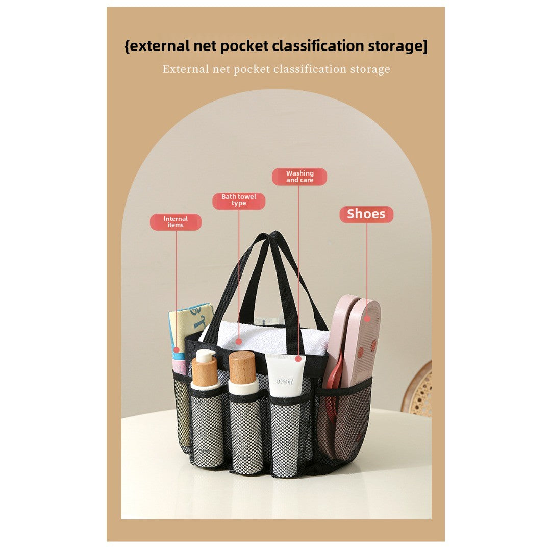 Mesh Shower Tote Bag, Portable Beach Bag, Summer Travel Large Capacity Portable Mesh Tote Bag, Foldable Wash and Makeup bag large