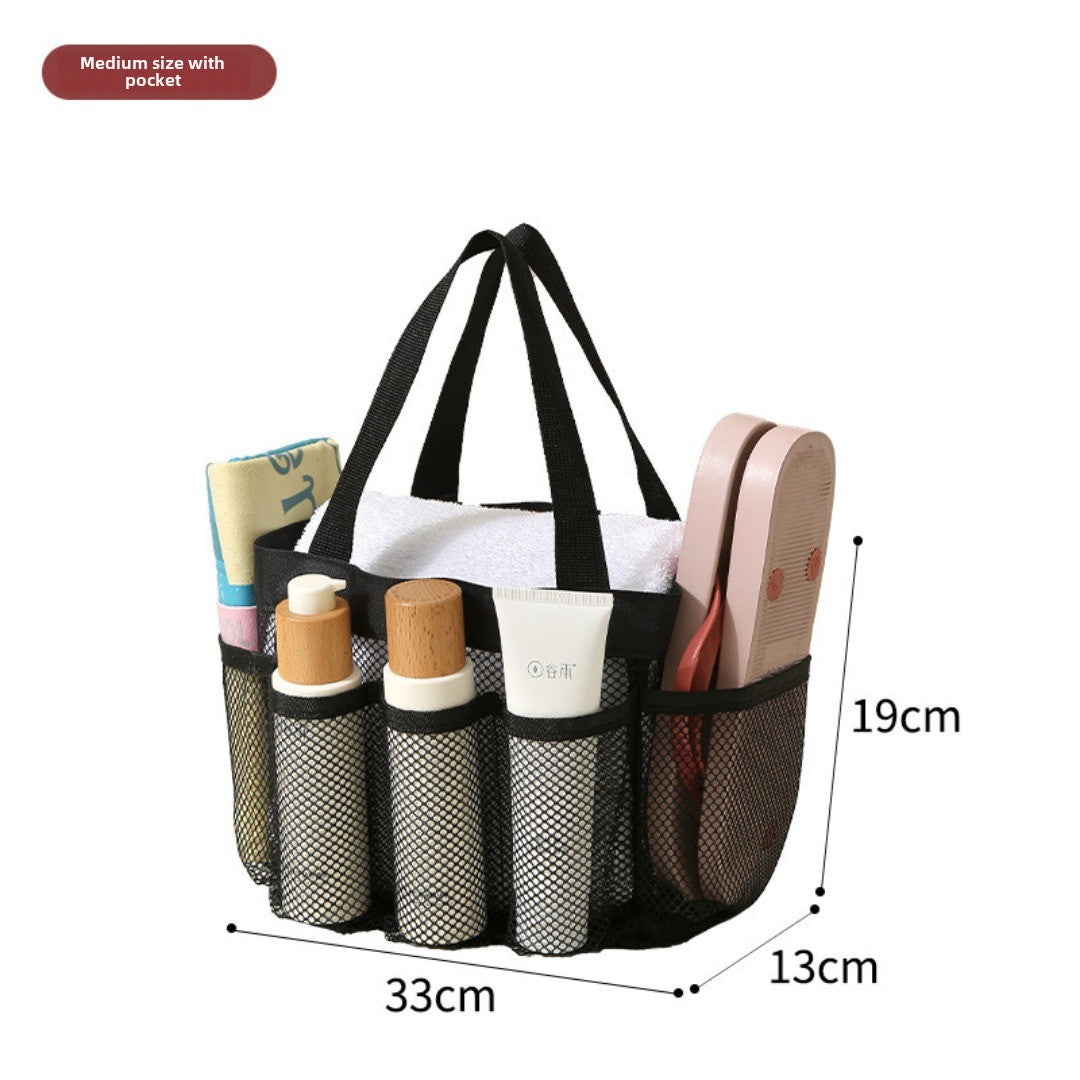 Mesh Shower Tote Bag, Portable Beach Bag, Summer Travel Large Capacity Portable Mesh Tote Bag, Foldable Wash and Makeup bag large