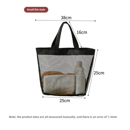 Mesh Shower Tote Bag, Portable Beach Bag, Summer Travel Large Capacity Portable Mesh Tote Bag, Foldable Wash and Makeup bag large