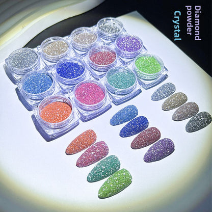 1059 Polvo de diamante triturado cristalino, polvo brillante, polvo brillante para uñas postizas de epoxi láser de alta intensidad.