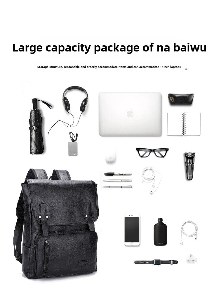 Mochila retro moderna para hombre, bolso de viaje de negocios con funda moderna, mochila de cuero suave para hombre MB21080303 