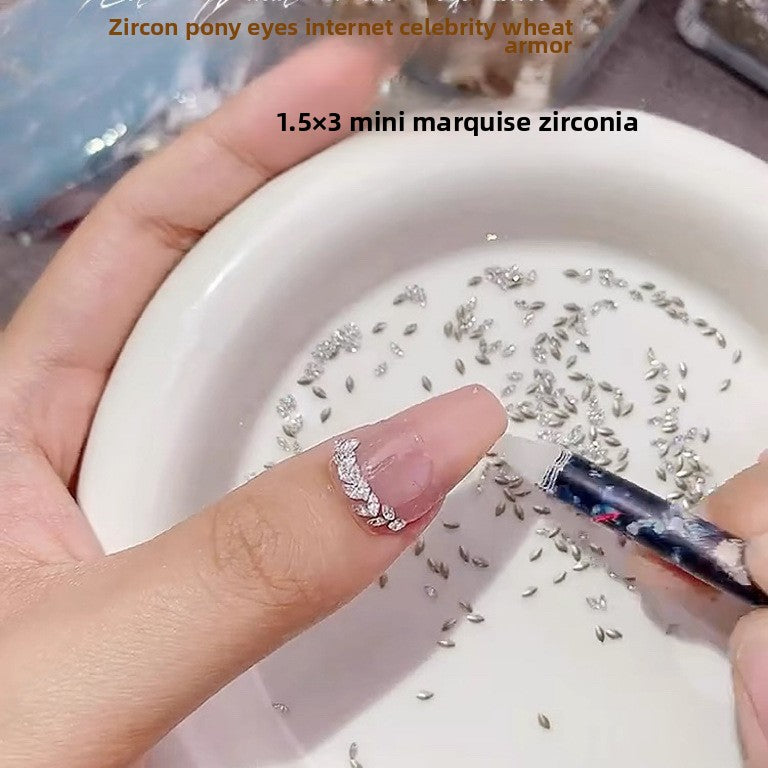 1061 Mini diamante de circonio rombo de 1,5 x 3, joyería de uñas con forma de ojo de caballo de micro circonio de base plana para uñas a presión