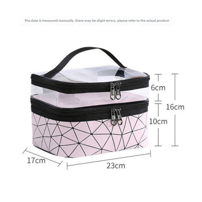 Transparent Cosmetic Bag, Double cosmetic bag, portable large capacity waterproof multi-functional portable makeup bag, travel skin care product storage bag, toilet bag for College Dorm Camp Gym