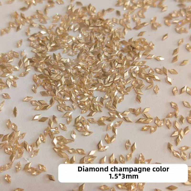 1061 Mini diamante de circonio rombo de 1,5 x 3, joyería de uñas con forma de ojo de caballo de micro circonio de base plana para uñas a presión