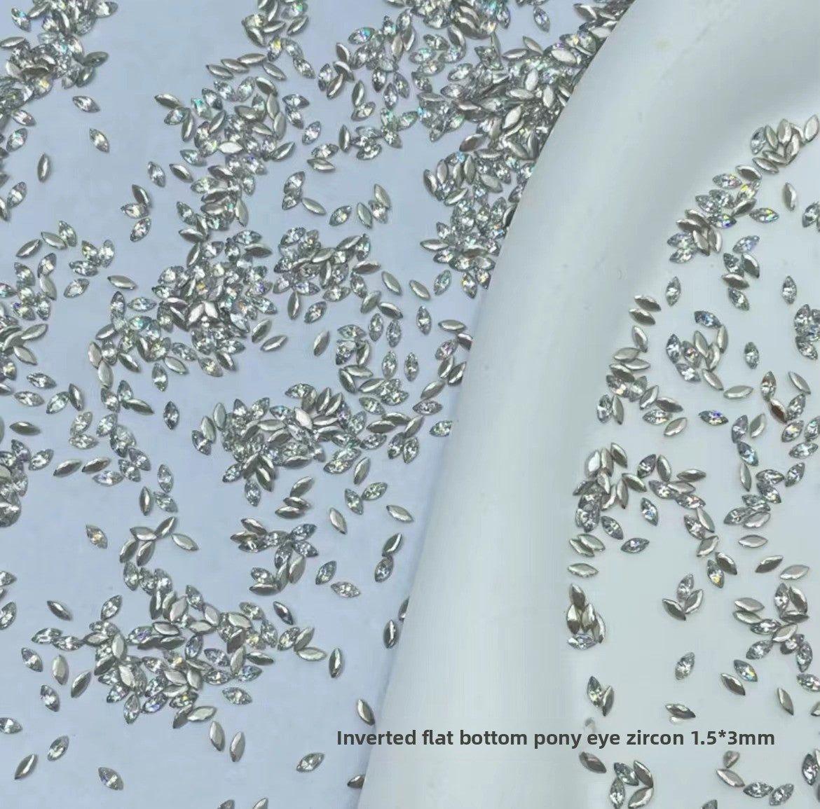 1061 Mini diamante de circonio rombo de 1,5 x 3, joyería de uñas con forma de ojo de caballo de micro circonio de base plana para uñas a presión
