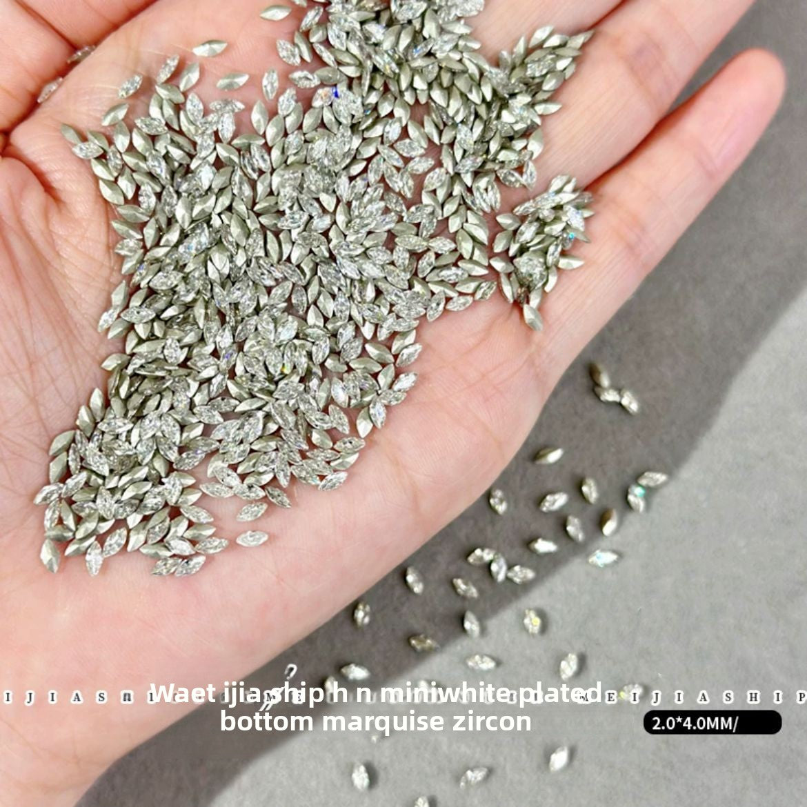 1061 Mini diamante de circonio rombo de 1,5 x 3, joyería de uñas con forma de ojo de caballo de micro circonio de base plana para uñas a presión