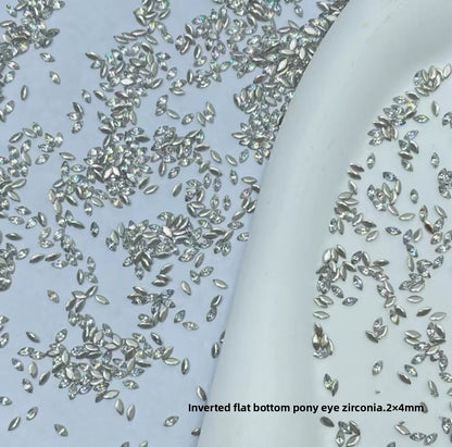 1061 Mini diamante de circonio rombo de 1,5 x 3, joyería de uñas con forma de ojo de caballo de micro circonio de base plana para uñas a presión