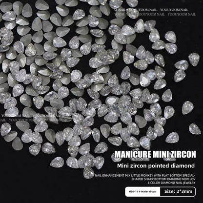 1061 Mini diamante de circonio rombo de 1,5 x 3, joyería de uñas con forma de ojo de caballo de micro circonio de base plana para uñas a presión