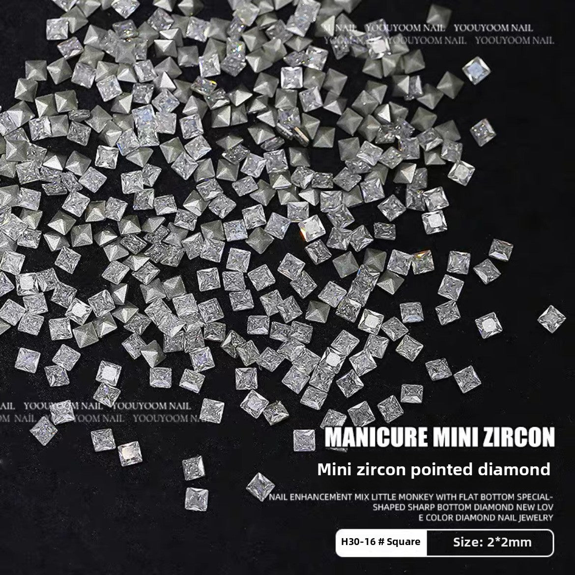 1061 Mini diamante de circonio rombo de 1,5 x 3, joyería de uñas con forma de ojo de caballo de micro circonio de base plana para uñas a presión