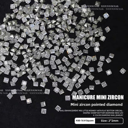 1061 Mini diamante de circonio rombo de 1,5 x 3, joyería de uñas con forma de ojo de caballo de micro circonio de base plana para uñas a presión