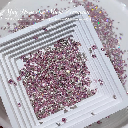 1061 Mini diamante de circonio rombo de 1,5 x 3, joyería de uñas con forma de ojo de caballo de micro circonio de base plana para uñas a presión