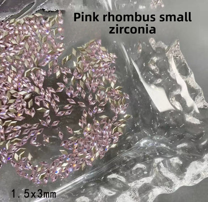 1061 Mini diamante de circonio rombo de 1,5 x 3, joyería de uñas con forma de ojo de caballo de micro circonio de base plana para uñas a presión