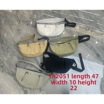 Bolso bandolera informal y versátil de lona, ​​bolso bandolera con correa ancha, bolso tipo dumpling unisex de estilo sencillo, bolso lunar, bolso ligero de tela espacial 