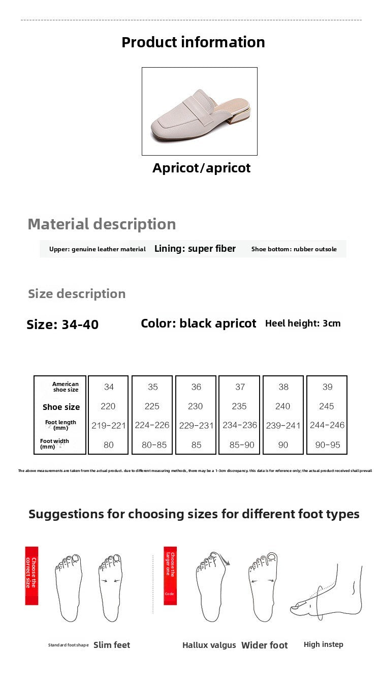 Women's Genuine Leather Slip-On Mules