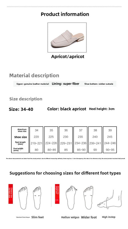 Women's Genuine Leather Slip-On Mules