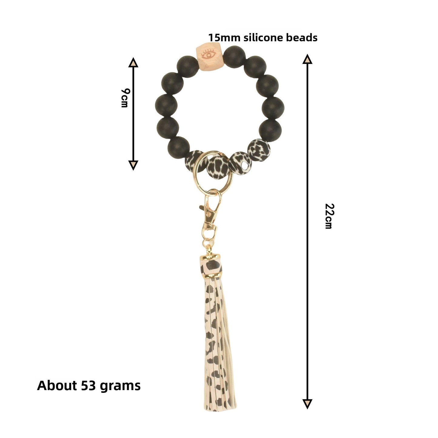 PU Tassel Keychain Bag charm Silicone Beaded Keychain Wristlet Key Ring Bracelet Cute Car Key Chain Holder for Women Girls -dropshippingabc.com