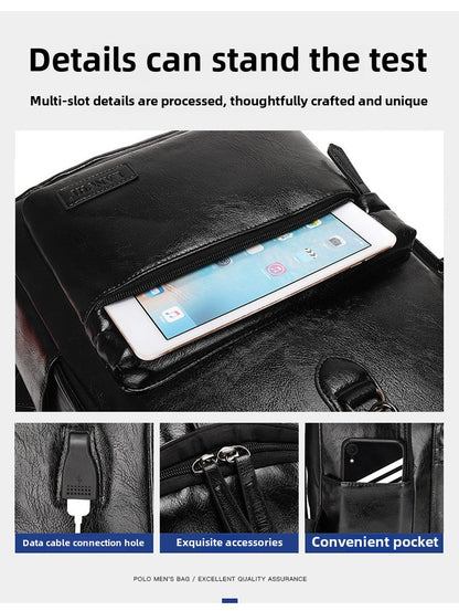 Mochila de cuero suave de gran capacidad para hombre, estilo boutique, ideal para viajes, escuela y negocios, MB21080302