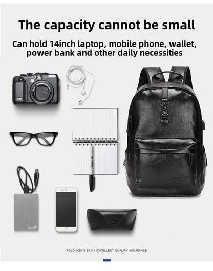 Mochila de cuero suave de gran capacidad para hombre, estilo boutique, ideal para viajes, escuela y negocios, MB21080302